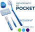 Orthodontic Kit Pocket - Compact and Complete Oral Care Set with Toothbrush, Floss, Wax, Threaders, Interdental Brush, and Case - Available in Cle...