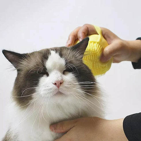 Bathroom Puppy Big Dog Cat Bath Massage Brush Soft Safety Silicone Pet Accessories For Multifunctional yellow...