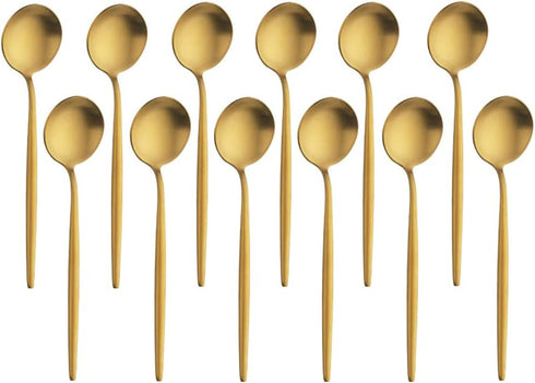 BUY&USE 12 PCS Modern Stainless Steel Espresso Coffee Spoons, 5 Inch Reusable Teaspoon, Popular Dinnerware Flatware Set, Widely Use on Home, Resta...