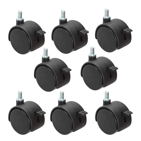 8 Pack Plastic Castor Replacement Wheel for Furniture, 1.5 Inch Diameter Black Small Threaded Caster Cabinet Wheel Office Furniture Desk Floor Swi...