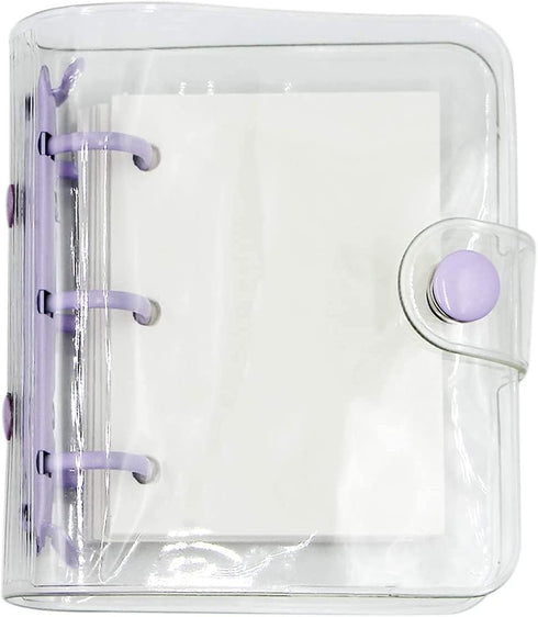 Cute 3-Ring Binder Cover Notebooks Mini Clear Transparent PVC Cover Protector Notebook Snap Button Closure Loose Leaf Folder DIY Journal Notebook ...