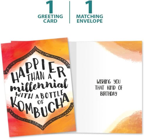 Tree-Free Greetings - Birthday Cards - Artful Designs - 1 Card + Matching Envelopes - Made in USA - 100% Recycled Paper - 5"x7" - Millennial With ...