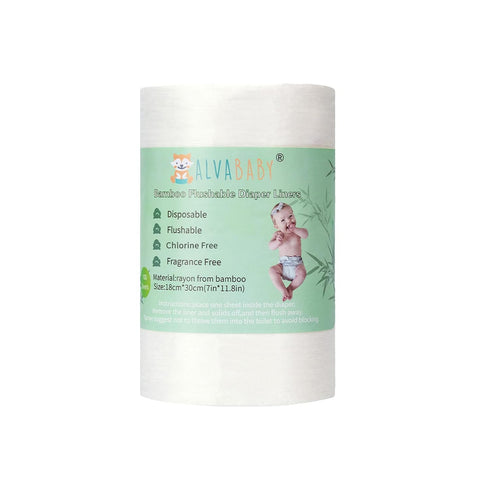 ALVABABY Diaper Liner for Baby Cloth Diapers 11.8x7.1 Inch Natural Soft Disposable Diaper Liners Fragrance Free Chlorine Free 100 Sheets...