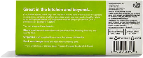 365 by Whole Foods Market, Bag Storage Double Zipper Snack, 50 Count...