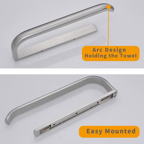 BESy Brass Hand Towel Bar for Bathroom Brushed Nickel, Rustproof Wall Mounted Towel Rack Hanger Bathroom Hardware Accessories Towel Holder 12 Inch...