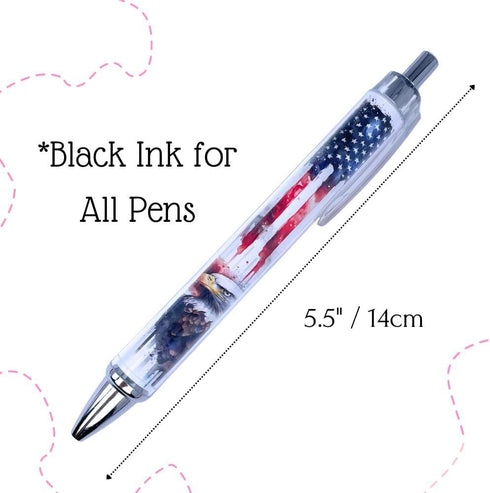YJ PREMIUMS 6PC American Flag Pens Eagle Black and White Striped Ink Pen for 4th USA Themed Military Veterans Day Marine Crops Employees Gifts Stu...