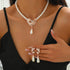 Elegant Brides Pearl Choker Necklace Pearl Drop Dangle Earrings Crystal Rhinestone Choker Wedding Jewelry Set for Brides Bridesmaid...