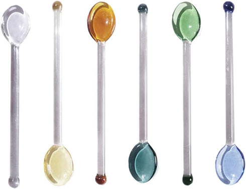 6Pcs Coffee Spoon Glass Tasting Spoon Teaspoon Stirring Spoon for Tea Dessert Cocktail Appetizer Cold Drink...