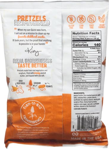 Quinn Snacks Peanut Butter Filled Pretzels, 7 Oz...