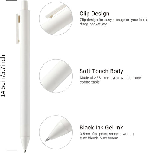 Kaco PURE Gel Pens White with Black Ink, 20 Pieces 0.5 mm Fine Point Aesthetic Pens for Journaling Stationery Office Supplies (20 White with Black...