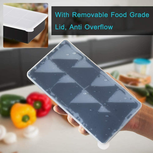 Silicone Ice Cube Tray with Lid, Make 2" Big Square Ice Cubes, Large Whiskey Ice Cube Mold, Ice Cubes Mold for Cocktails & Wine, Soups and Frozen ...