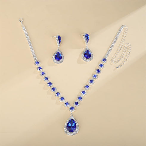 Sither Crystal Necklace Earrings Set for Women Drop Crystal Statement Necklace Dressy Fashion Necklace Jewelry for Halloween Party Christmas Gift...