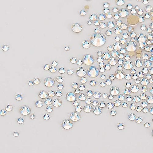 Dowarm 2650PCS Glue Fix Glass Flat Back Crystal Rhinestones, 6 Sizes 1.5mm 2mm 2.8mm 4mm 4.8mm 6.5mm, Non Hotfix Flatback Crystals for Crafts Nail...