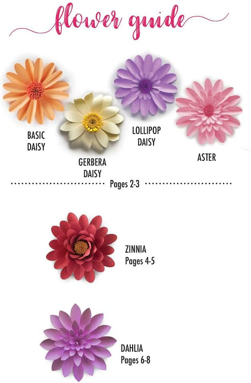 Paper Daisy, Dahlia, Zinnia, and Aster Template Kit 5" - 18" Leaf Templates Instruction Book Included for DIY Paper Flowers...
