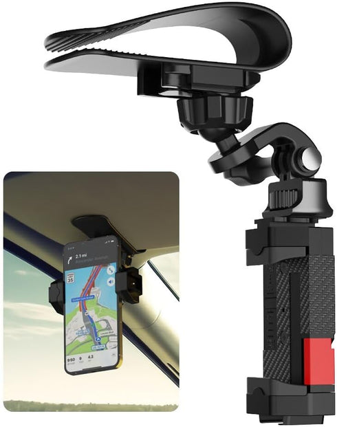 SOH Car Sun Visor Mount, Car Sun Visor Phone Holder with Adjustable Long Arm, Universal Phone Clip for iPhone 15 Pro Max/14/13 Pro/Max/Mini/Samsun...