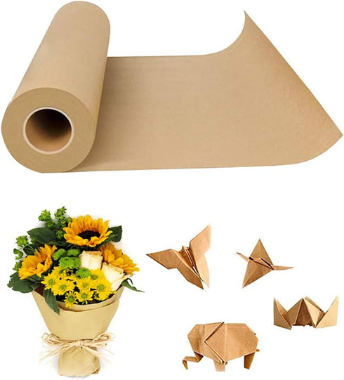 12 inch Kraft Paper Roll Recycled Natural Craft Paper Rolls Brown Wrapping Paper for Gift Wrapping, Packing, Shipping, Table Runner, Floor Coverin...