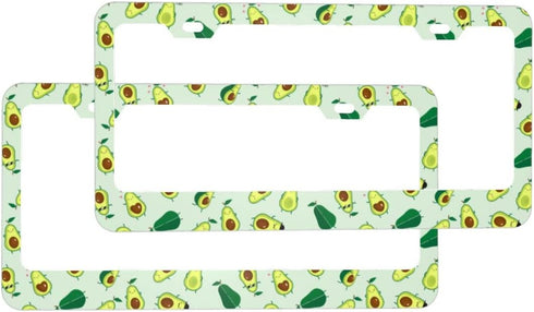 Delerain Green Avocados License Plate Frame, Car Tag Cover Stainless Steel Metal Aluminum Frame for US Standard 2 Flat Holes (Set of 2)...