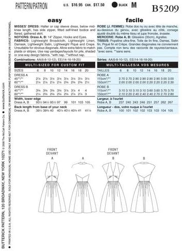 BUTTERICK PATTERNS B5209 Misses' Dress, Size EE (14-16-18-20)...