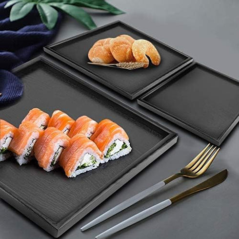 Solid Wood Serving Tray Rectangle Shape Tea Coffee Drinks Plate Snack Food Meals Breakfast Restaurant Platter Dining Tableware(12.5 x 9.45 inch)...