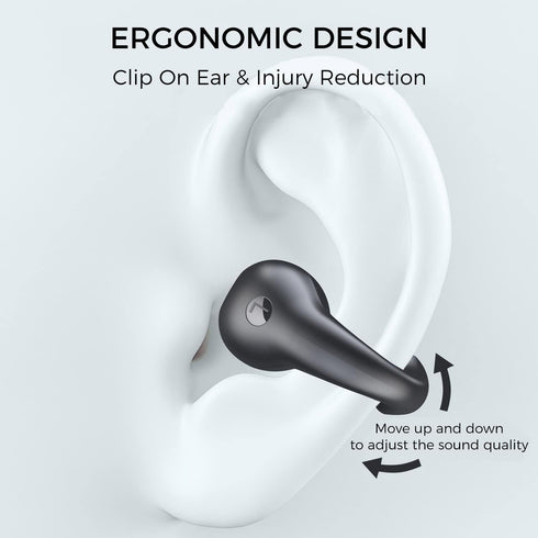 Wireless Ear Clip Bone Conduction Earbuds, Bluetooth 5.3, Up to 18 Hours Playtime, 350mAh Battery, Lightweight, Wireless Bluetooth Earbuds for Cyc...