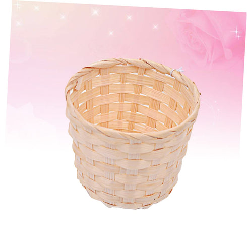 SAFIGLE Bamboo Desk Paper Wastebasket Straw Basket Weaving Organizer Bamboo Storage Basket Rattan Trash Can Pantry Wicker Baskets Wicker Storage S...