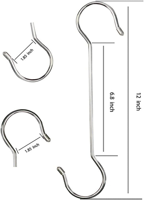 6 Pack Extra Large Heavy Duty Long Outdoor Plant Hanging S Hooks - for Baskets, Bird Feeders, Wind Chimes, Garden Ornaments,Pergola,Closet,Flower ...