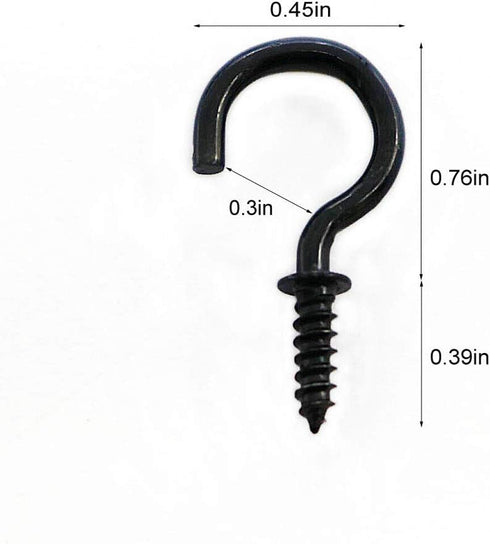 125 Pcs Screw Ceiling Hooks - Black Screw Cup Hooks 3/4 Inch...