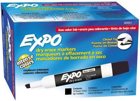 Expo Low Odor Chisel Tip Dry Erase Markers-Black-12 ct, 2 pk...
