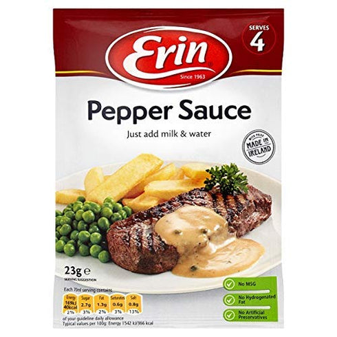 Erin Pepper Sauce 3 pack, Irish Peppercorn Sauce, 23g per bag...