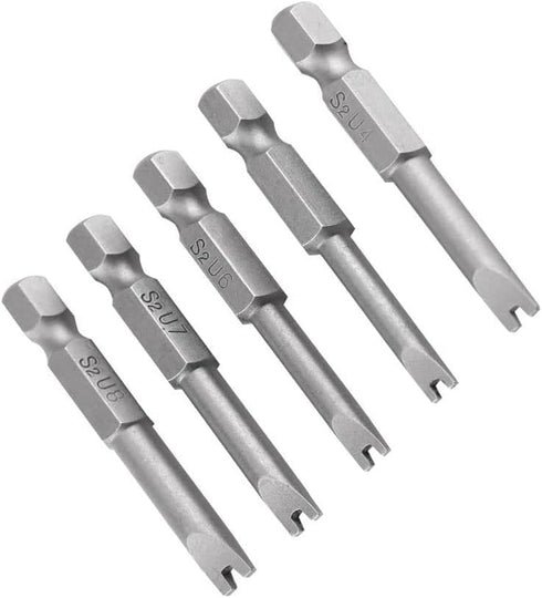 5 Pcs 1/4" Hex Shank Alloy Steel U Shape Magnatic Screwdriver Drill Bits Set Spanner Screwdriver Bits U4 U5 U6 U7 U8 50MM Length...
