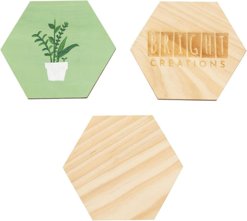 Bright Creations 15 Pack Unfinished Wooden Hexagon Cutouts for Crafts, 1/4" Thick for Wood Burning, Engraving (4 x 4 in)...