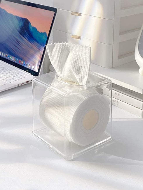 Cq acrylic Tissue Box Holder,Clear Square Tissue Box Cover for Kleenex Tissue Cube Box,Plastic Roll Tissue,Napkin,Facial Tissue Dispenser Box Case...
