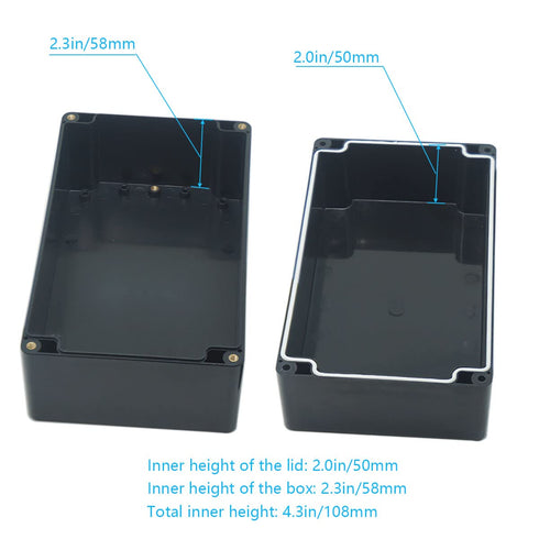 Junction Box, Zulkit Project Box IP65 Waterproof Dustproof ABS Plastic Electrical Boxes Electronic Enclosure Black 7.9 x 4.7 x 4.4 inch(200 x 120 ...