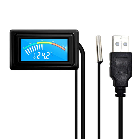 Digital Thermometer Temperature Gauge USB Power Supply with Sensor Probe for Aquarium Vehicle PC Case Incubators Brooders Climb Pet Fahrenheit & C...