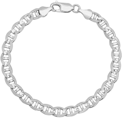 PORI JEWELERS 925 Sterling Silver 4.5mm Mariner Chain Link Anklet - Available in Silver or Yellow...