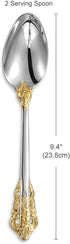 KEAWELL 2-Piece Gorgeous Large Serving Spoon, 18/10 Stainless Steel, Fine Large Serving Spoon, Sturdy Tablespoon, Dishwasher Safe, 9.4" (Gold Acce...