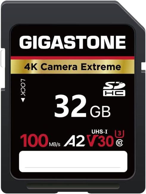 Gigastone 32GB SD Card, 4K Camera Extreme, A2 V30 SDHC Memory Card High Speed 4K Full HD Video Compatible with Canon Nikon Sony Pentax Kodak Olymp...