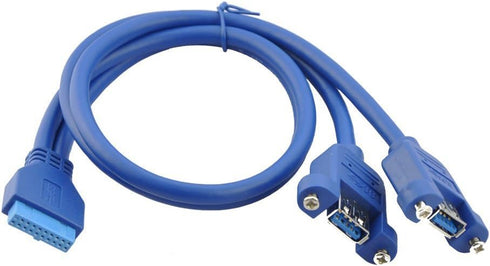 Dual USB 3.0 A Female Screw Mount Type to Motherboard 20pin Header Adpter Cable 50cm...