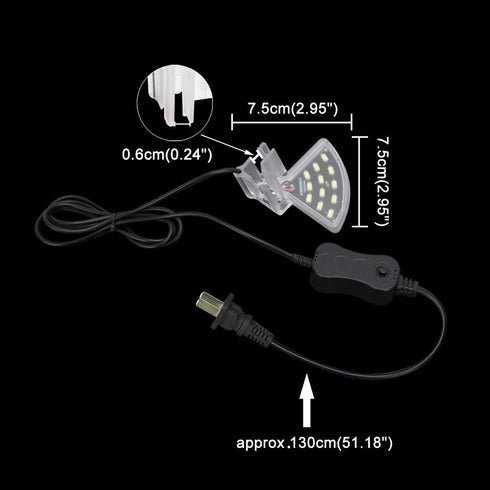 Senzeal M3 Aquarius Aquarium Light Fish Tank Light 5W 12 LED Fan Shaped Aquarium Planted Clip Lamp 600LM for 4-10 Inch Fish Tank White Lighting...