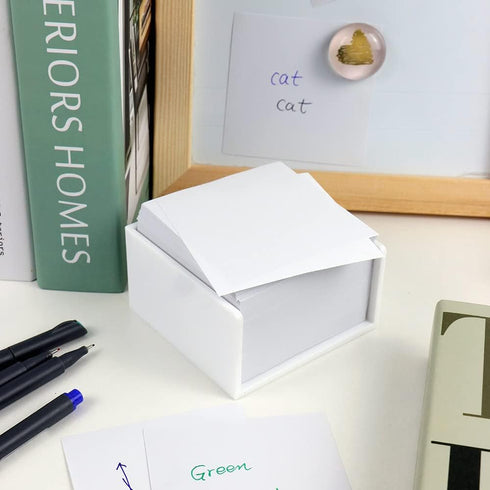 White Sticky Notes Holder, 3x3 Inch Memo Holder, Sticky Notes Cube Dispenser, PS Notepad Organizer for Home and Office Desk Organization...