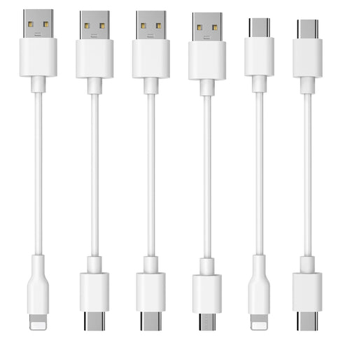 6 Pack 13 inch Charger Cable: 2-Pack Type C USB-A/ 1-Pack USB-A iphone Cables/ 1-Pack USB-A micro Cable/1-Pack USB-C TYPE-C Cables/1-Pack USB-C Ip...