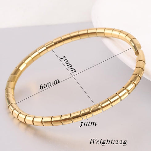 Jude Jewelers 5mm Width Stainless Steel Classic Simple Plain Grooved Style Stackable Bangle Bracelet...