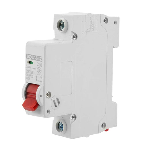 DC Circuit Breaker, 20 Amp Miniature Circuit Breaker DC MCB Single Pole 1 Module Miniature Single Pole Leakage Circuit Breaker for Overload, 6 KA ...