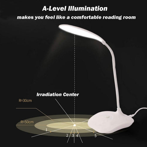 LED Table Lamp,Portable Eye-Protected Flexible Gooseneck Small Desk Lights for Dorm Study Office Bedroom-USB or 3 AA Batteries Powered -Not Includ...