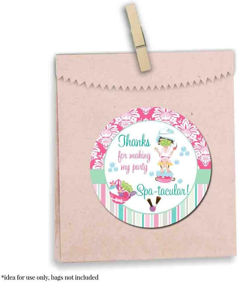 Spa & Pampering Birthday Party Thank You Sticker Labels, 40 2" Party Circle Stickers by AmandaCreation, Great for Party Favors, Envelope Seals & G...