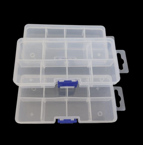 Clear Plastic Storage Box with Adjustable Dividers, Portable Transparent Beads Earring Jewelry Organizer Holder for Craft Nail Art Tackle Fishing ...
