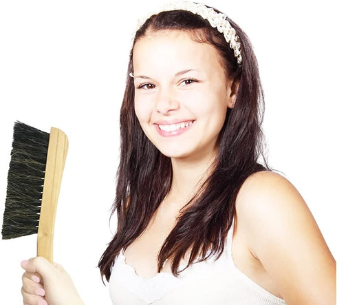 Counter Brush for Furniture Patio Woodworking Drafting Cleaning, Wooden Handle with Horsehair Bristle Bench Brushes, 13 Inches Hand Broom...