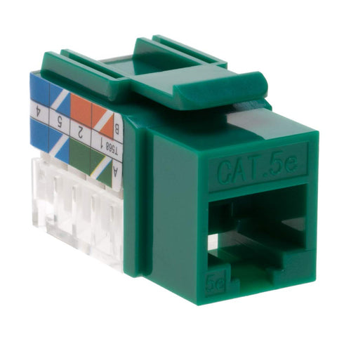 Cat5e Keystone Ethernet Wall Jack Punch Down UTP 45-Degree (Easier Termination Than 90-Degree), RJ45 Slim Profile Speed Termination Green 45° Angl...