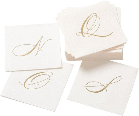 Entertaining with Caspari White Pearl Paper Linen Cocktail Napkins, Monogram Initial K, Pack of 30...