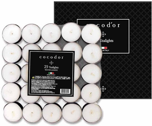 COCODOR Scented Tealight Candles/Winter Jasmine / 25 Pack / 4-5 Hour Extended Burn Time/Made in Italy, Cotton Wick, Scented Home Deco, Fragrance, ...